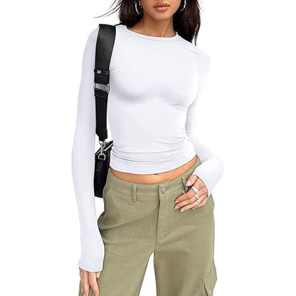 Jihyo | Camiseta Casual de Manga Larga con Cuello Redondo