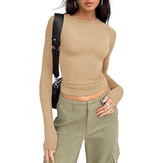 Jihyo | Camiseta Casual de Manga Larga con Cuello Redondo