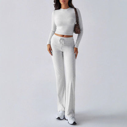 Kutis | Conjunto Casual de Top Corto con Cuello Redondo y Pantalones de Talle Alto con Cordón