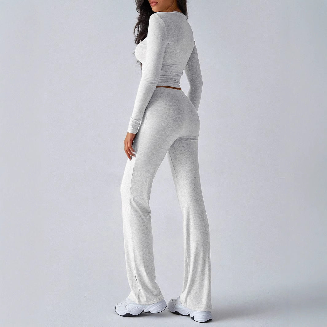 Kutis | Conjunto Casual de Top Corto con Cuello Redondo y Pantalones de Talle Alto con Cordón