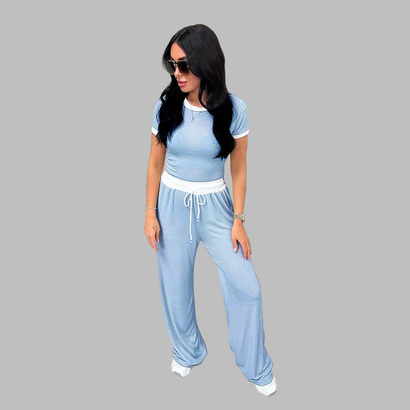 Platu | Conjunto Casual de Manga Corta y Pantalones de Pernera Ancha