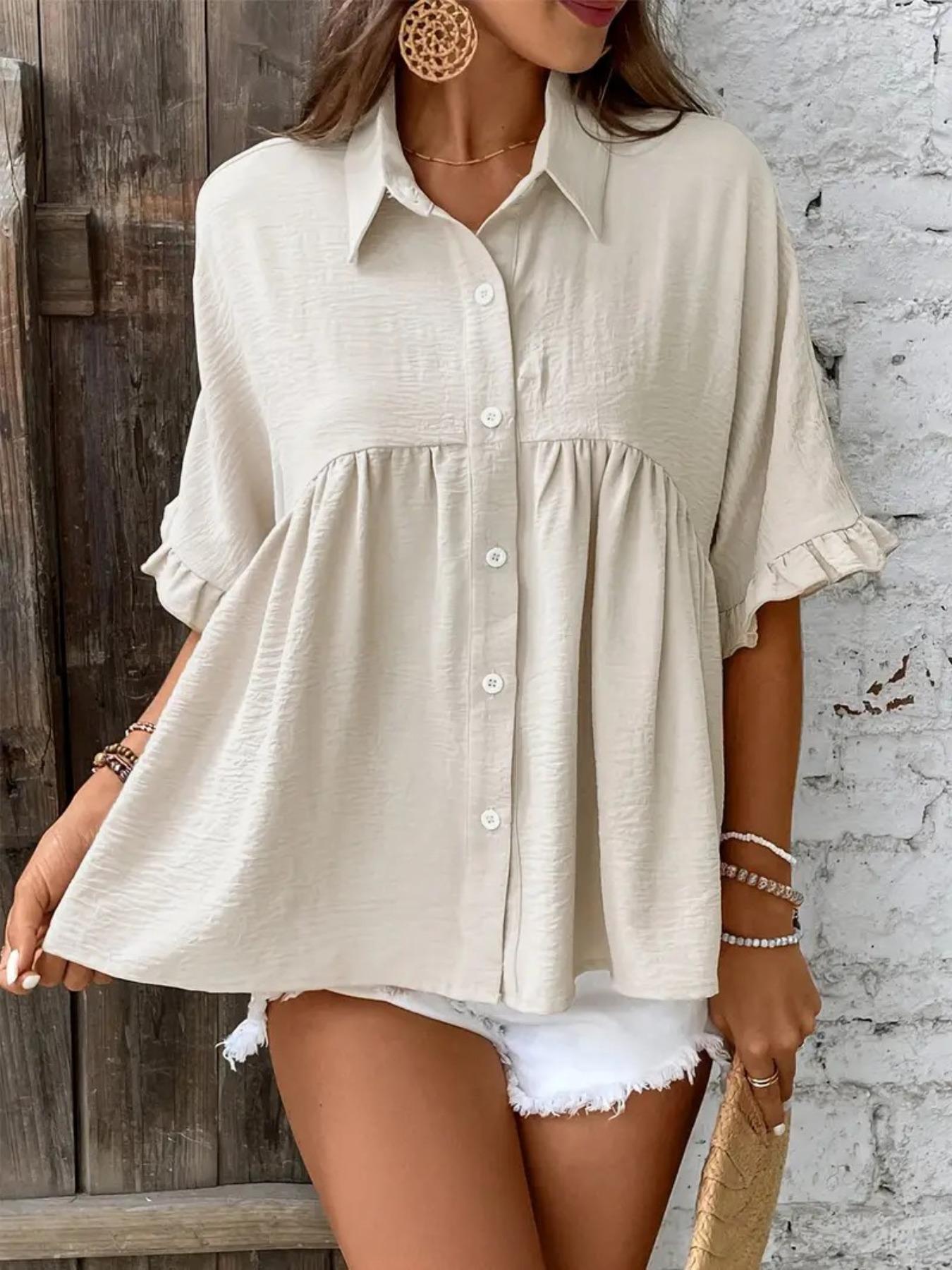 Ellasa | Blusa Volantes Botones Tallas Grandes