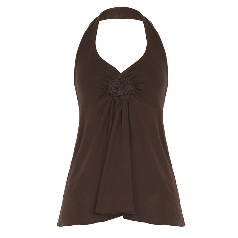 Elsati | Top Básico Casual sin Mangas con Cuello Halter