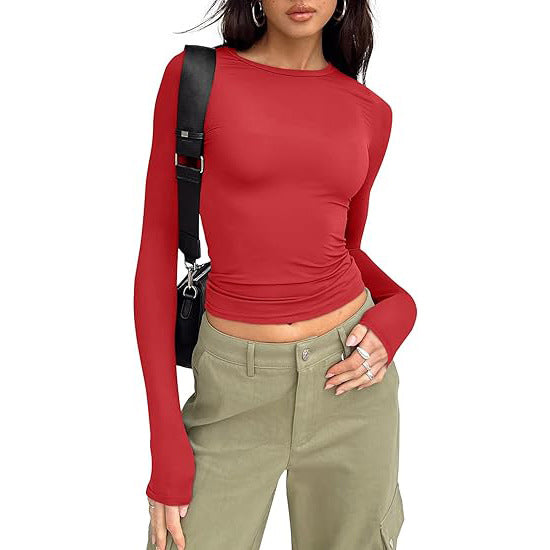Jihyo | Camiseta Casual de Manga Larga con Cuello Redondo