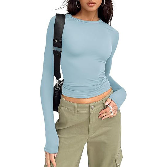 Jihyo | Camiseta Casual de Manga Larga con Cuello Redondo