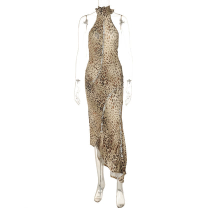 Sabina | Vestido Maxi Leopardo Espalda Descubierta Sin Mangas