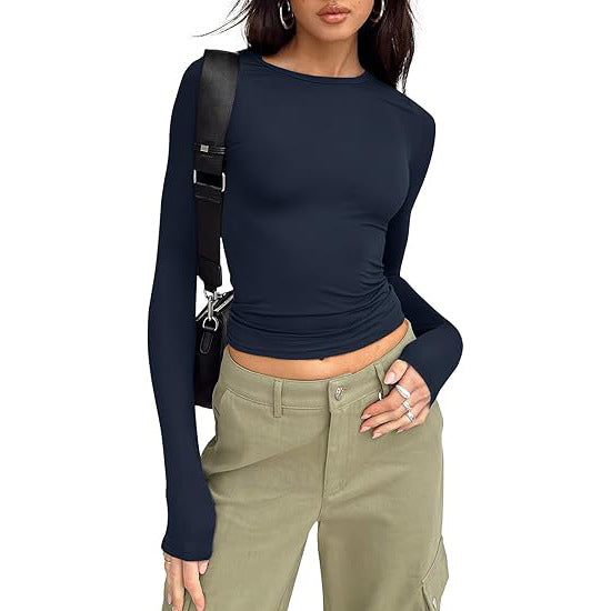 Jihyo | Camiseta Casual de Manga Larga con Cuello Redondo