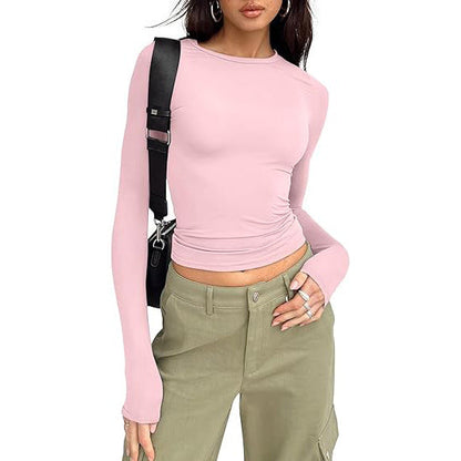 Jihyo | Camiseta Casual de Manga Larga con Cuello Redondo