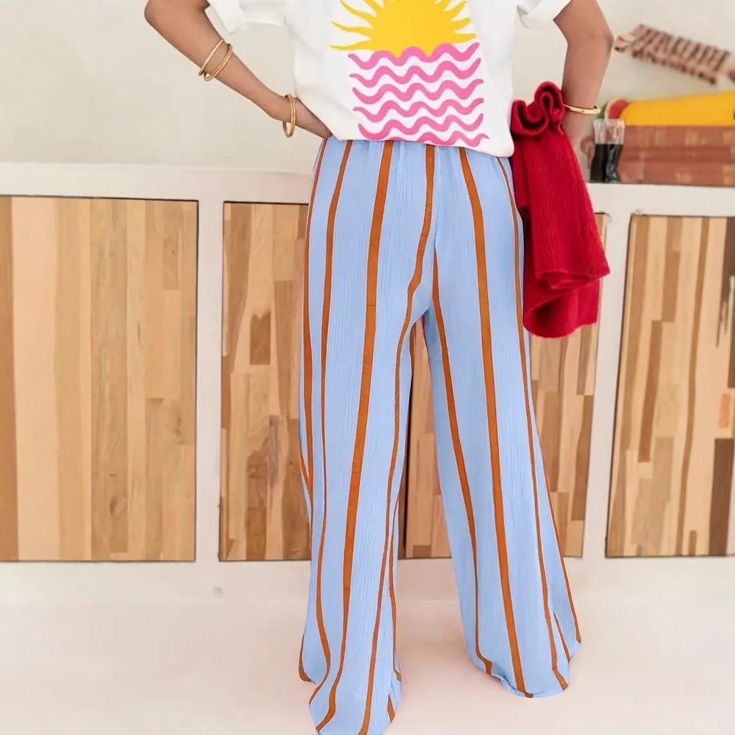 Charo | Pantalones Cómodos de Pernera Ancha a Rayas