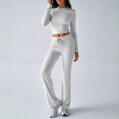 Kutis | Conjunto Casual de Top Corto con Cuello Redondo y Pantalones de Talle Alto con Cordón