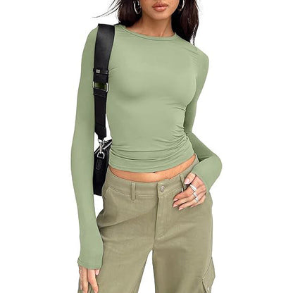 Jihyo | Camiseta Casual de Manga Larga con Cuello Redondo