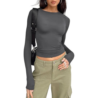 Jihyo | Camiseta Casual de Manga Larga con Cuello Redondo