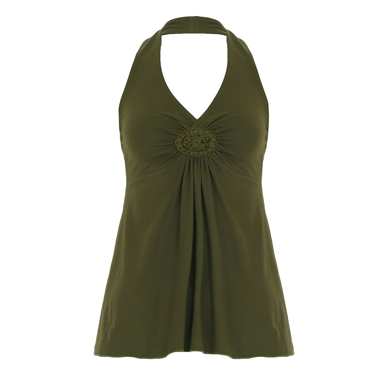 Elsati | Top Básico Casual sin Mangas con Cuello Halter