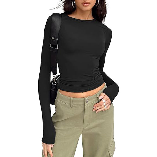Jihyo | Camiseta Casual de Manga Larga con Cuello Redondo