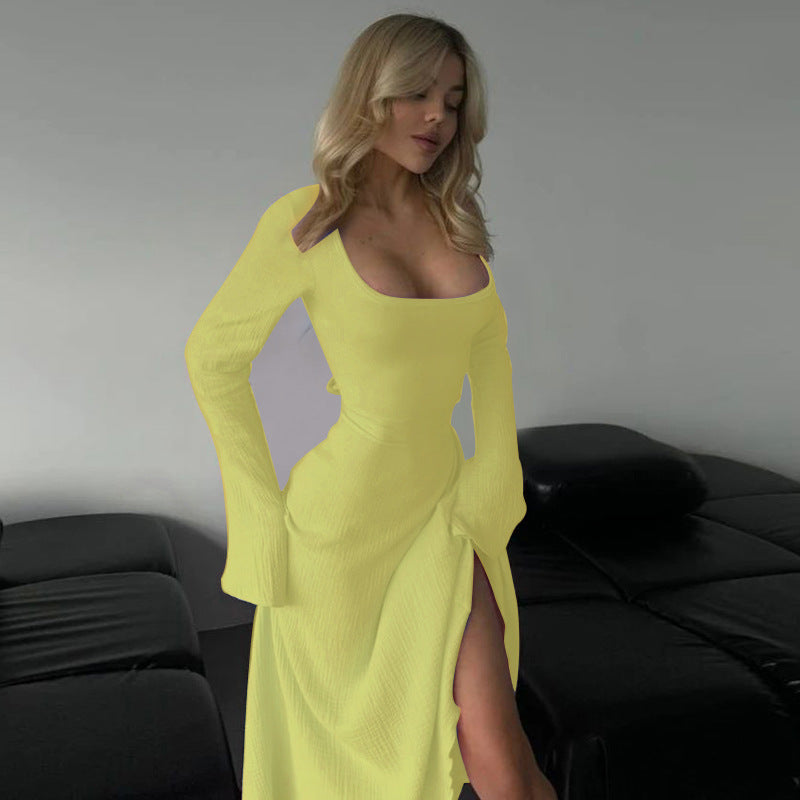 Tila | Vestido Elegante Lazo Espalda Mangas Volante