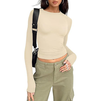 Jihyo | Camiseta Casual de Manga Larga con Cuello Redondo