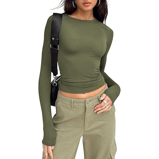 Jihyo | Camiseta Casual de Manga Larga con Cuello Redondo