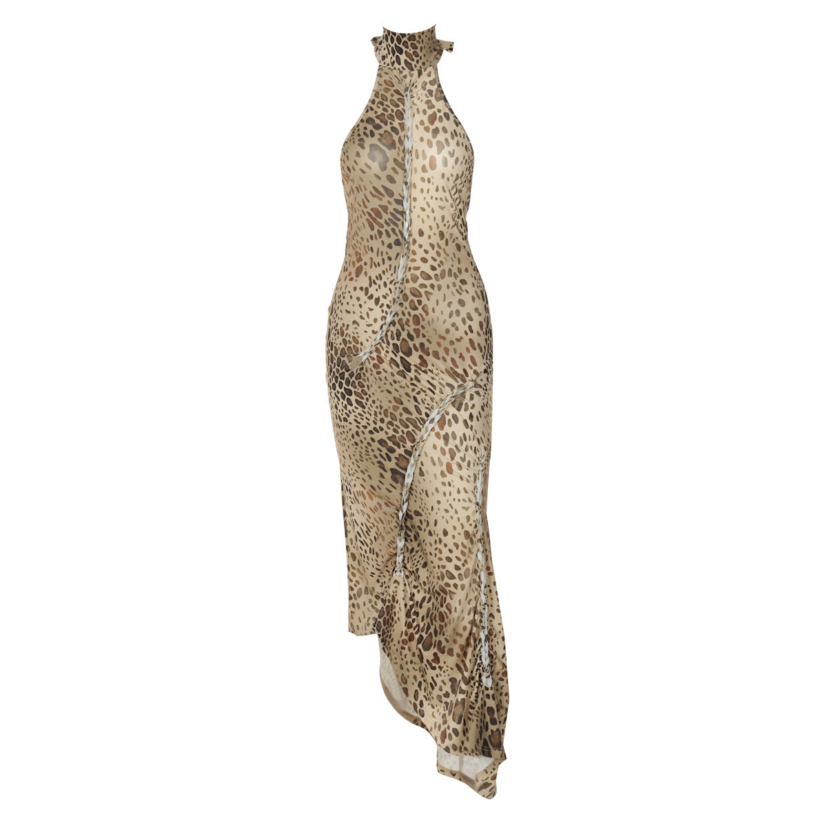 Sabina | Vestido Maxi Leopardo Espalda Descubierta Sin Mangas