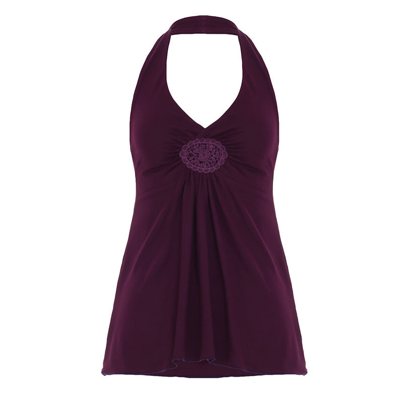 Elsati | Top Básico Casual sin Mangas con Cuello Halter