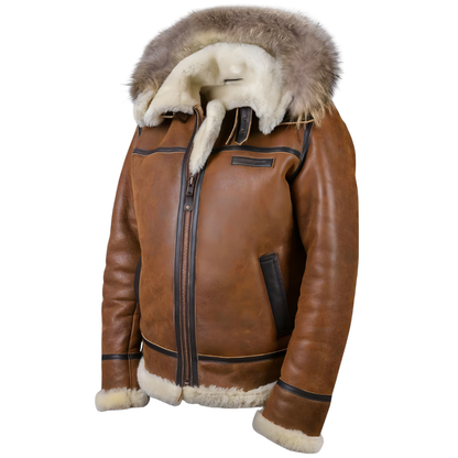 Aron | Chaqueta Bomber con Capucha de Piel