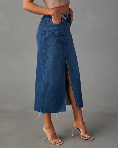 Denise | Falda Denim Clásica de Talle Alto