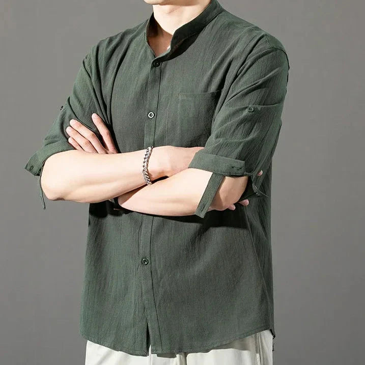 Ashby | Camisa de Algodón con Cuello Mao