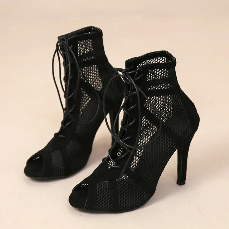Gayle | Tacones Elegantes de Malla con Cordones