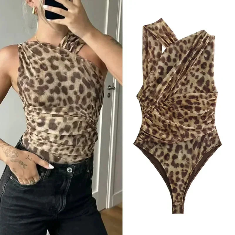 Lyne | Body Audaz de Malla con Estampado Leopardo