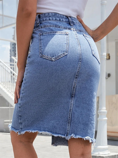 Gisele | Falda Denim Midi Casual con Abertura