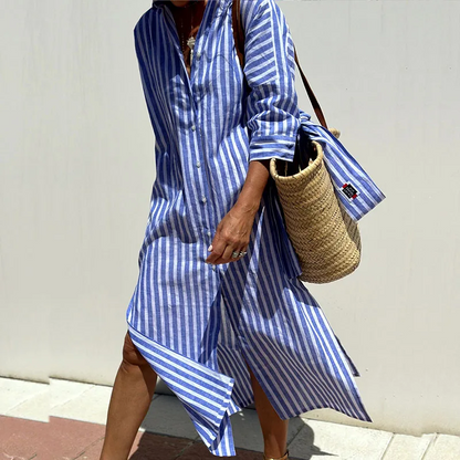 Trixie | Vestido Camisero Elegante a Rayas