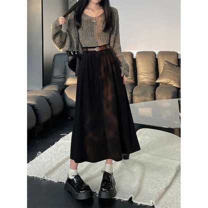 Estelle | Falda Midi de Pana Clásica con Cinturón