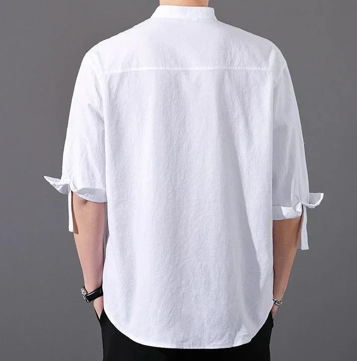 Ashby | Camisa de Algodón con Cuello Mao