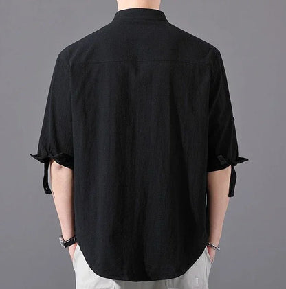 Ashby | Camisa de Algodón con Cuello Mao