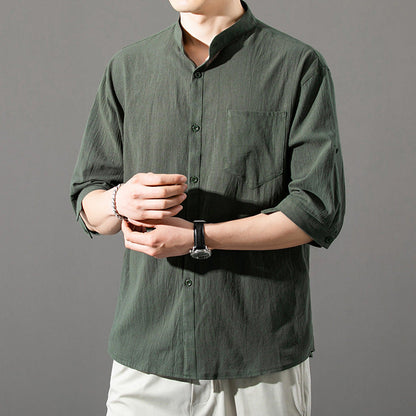 Ashby | Camisa de Algodón con Cuello Mao
