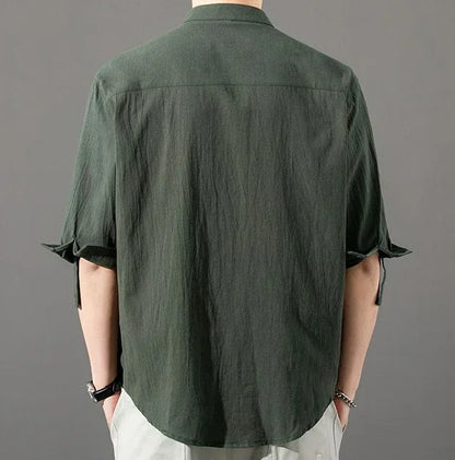 Ashby | Camisa de Algodón con Cuello Mao