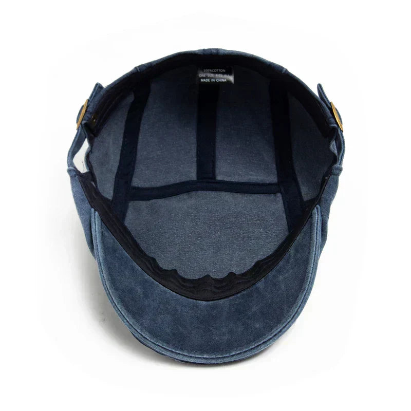Enzo | Gorra Plana de Denim Lavado