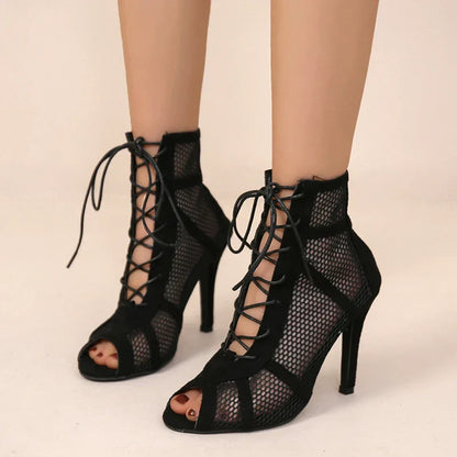 Gayle | Tacones Elegantes de Malla con Cordones