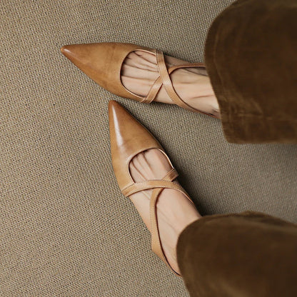 Aluna | Mules de Cuero Genuino con Tiras Cruzadas