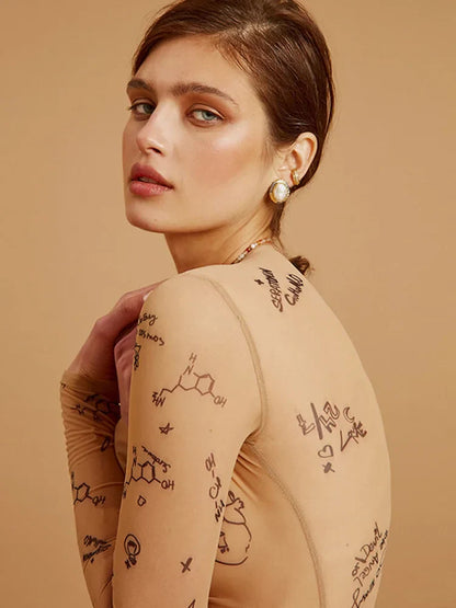 Janella | Body de Malla con Estampado Moderno
