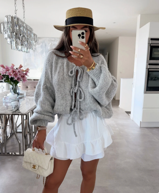 Eva | Cárdigan de Punto con Lazo