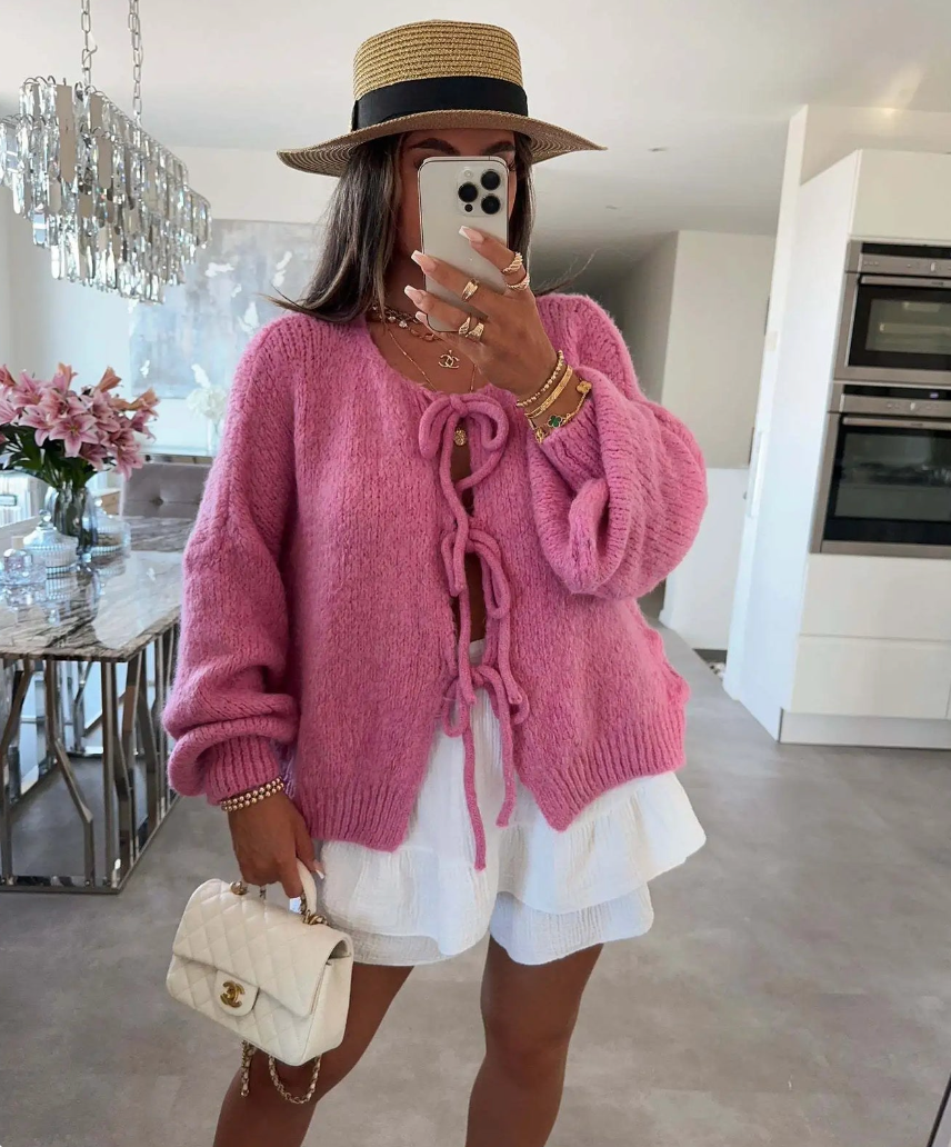 Eva | Cárdigan de Punto con Lazo