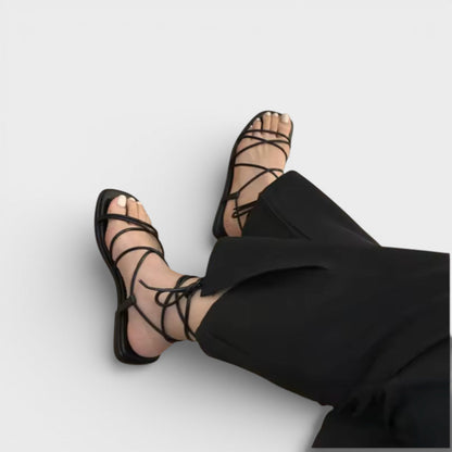 Sandalias Tiras Mujer Punta Cuadrada