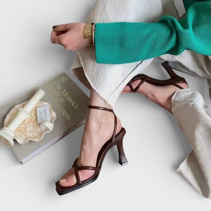 Sandalias Tacón Cuadrado Mujer
