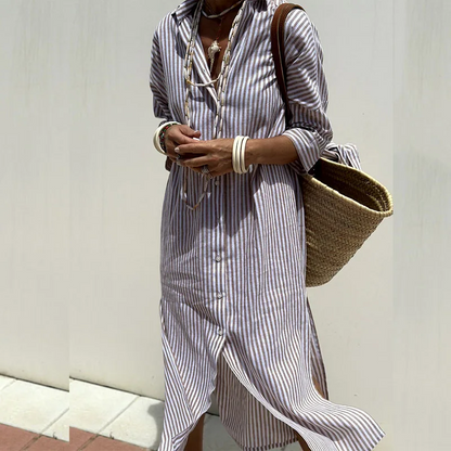 Trixie | Vestido Camisero Elegante a Rayas