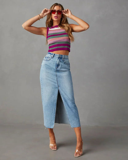 Denise | Falda Denim Clásica de Talle Alto