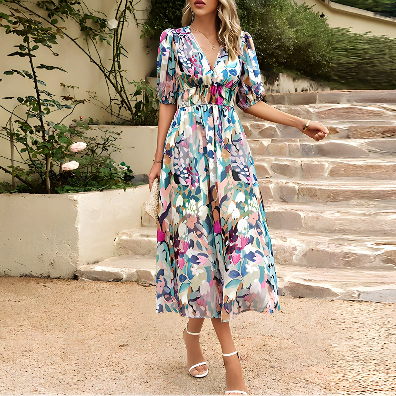 Annelie | Vestido Midi Floral de Ensueño