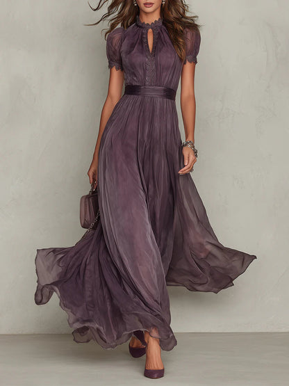 Flavia | Vestido Largo de Chiffon con Encaje