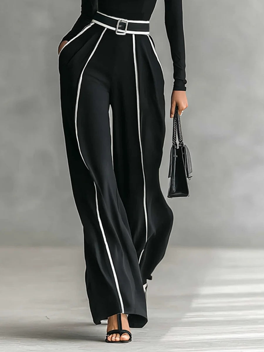 Emma | Conjunto Elegante con Cuello Alto y Pantalón Ancho