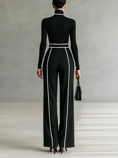Emma | Conjunto Elegante con Cuello Alto y Pantalón Ancho
