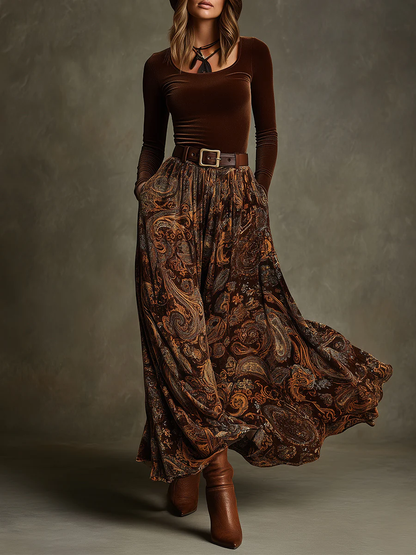 Candelaria | Conjunto de Terciopelo y Falda Maxi